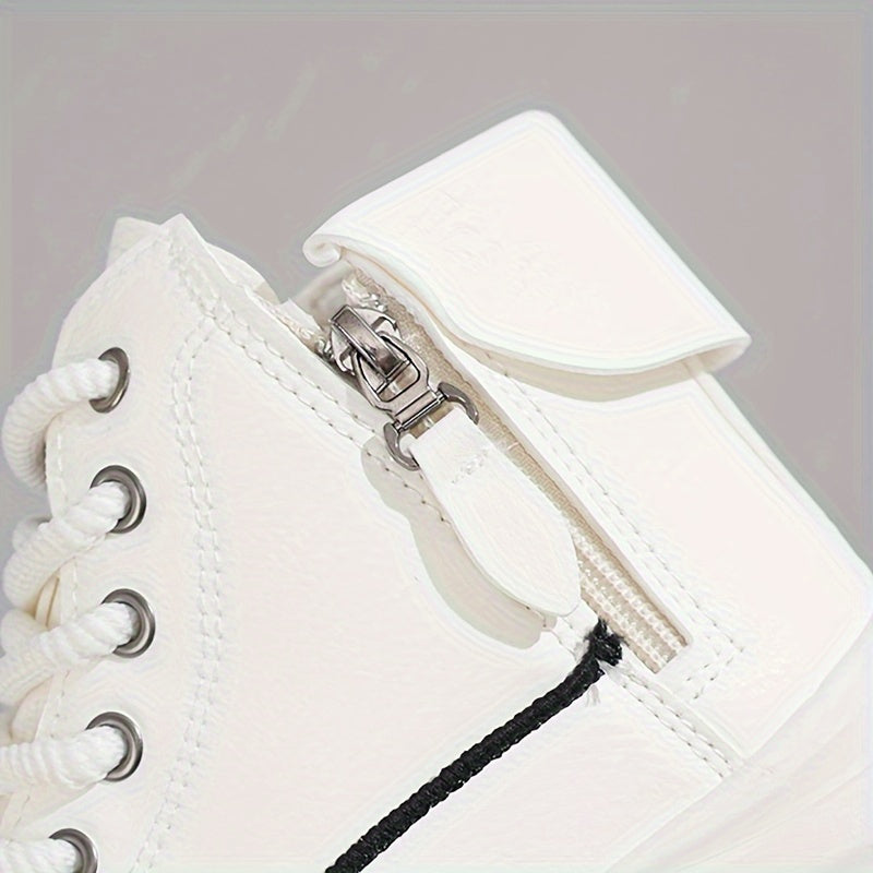 Women Chunky White Platform Sneakers with Thick Sole All-Season Casual