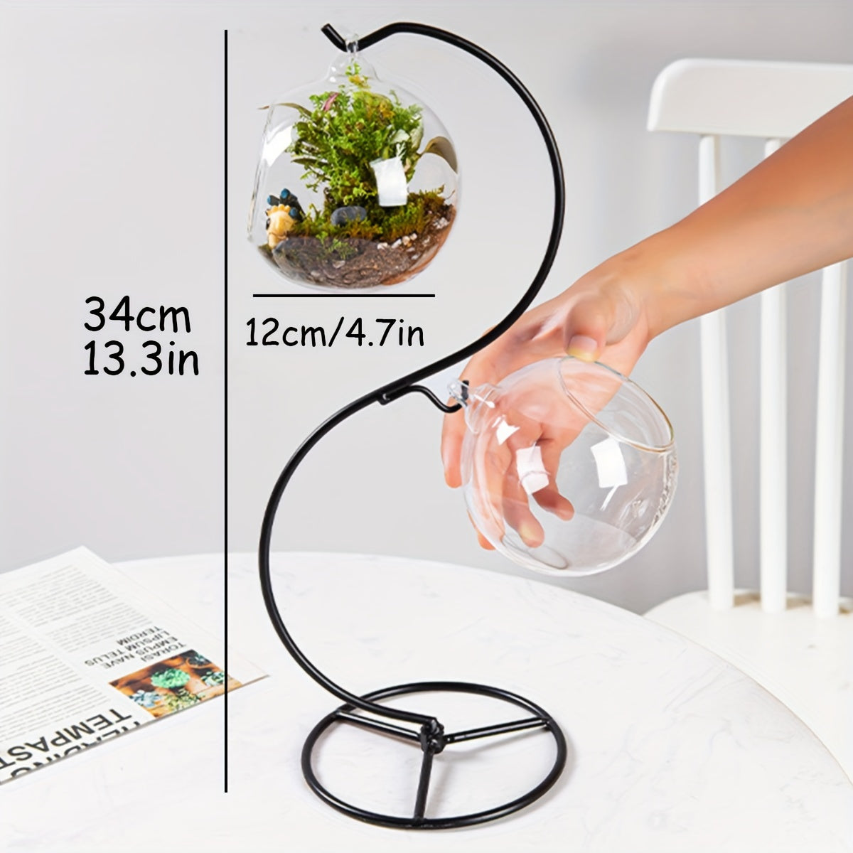 Hanging Fish Tank with Stand and Two Small Glass Mini Aquariums Tabletop Aquarium