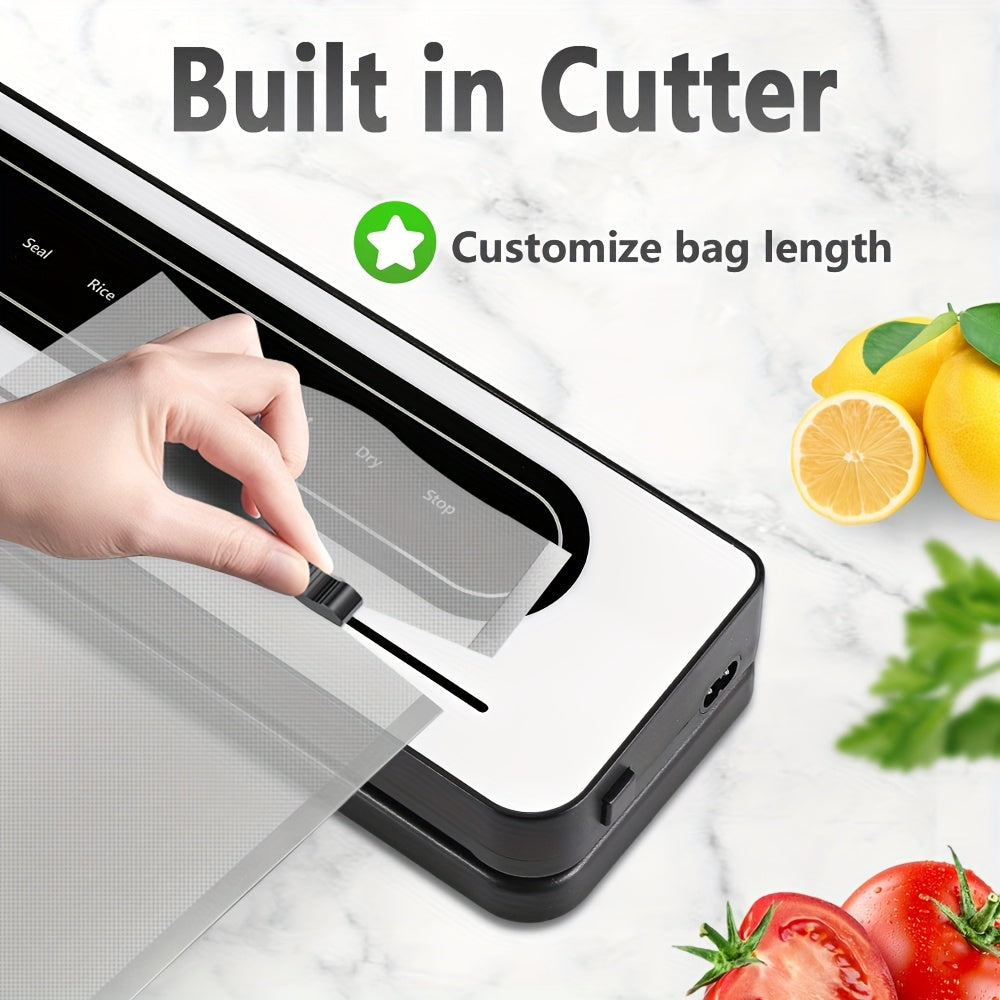 Avtomatik vakuum yopish mashinasi, kesgich bilan, quruq va nam oziq-ovqat rejimlari, LCD sensorli ekran, kuchli suv o'tkazmaydigan, oshxona oziq-ovqat saqlash