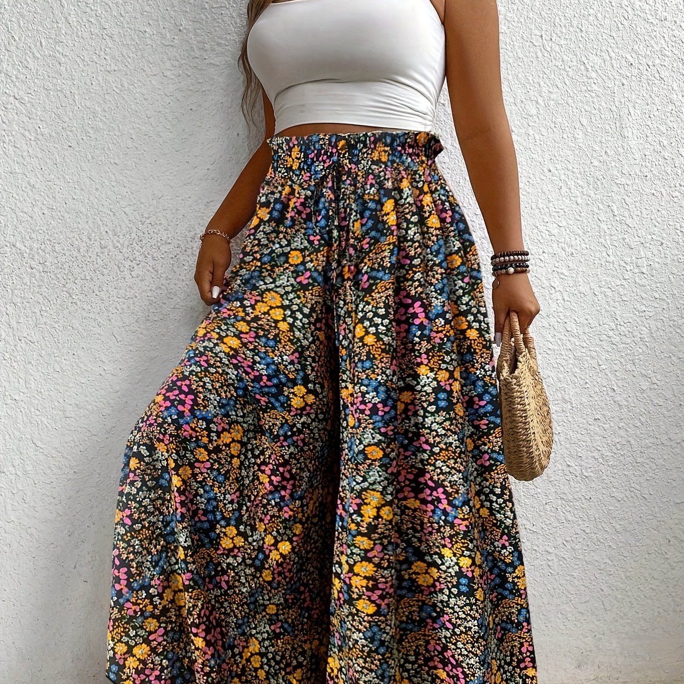 Women Wide-Leg Pants Machine Washable Casual Formal All-Season