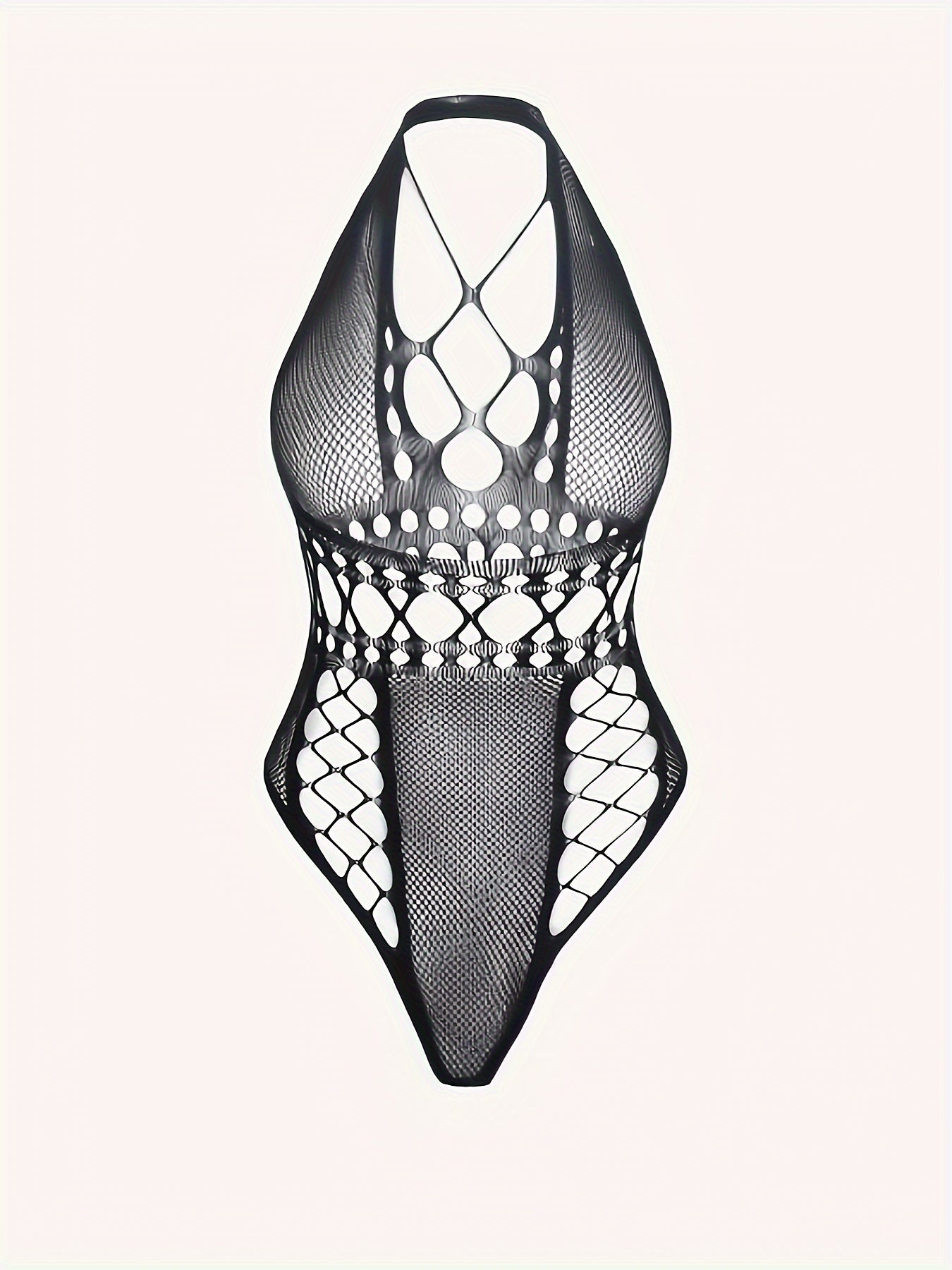 Women’s Lace Mesh Bodysuits 3-Pack Hollow-Out Jacquard Knit Low Support Nightclub Fashion