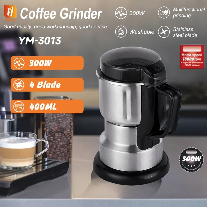 Electric Grain and Nut Grinder 300W Stainless Steel 400G Capacity