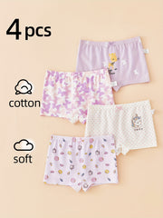 Girls Cotton Blend Boxer Briefs with Cartoon Deer Print Breathable Comfortable All-Season