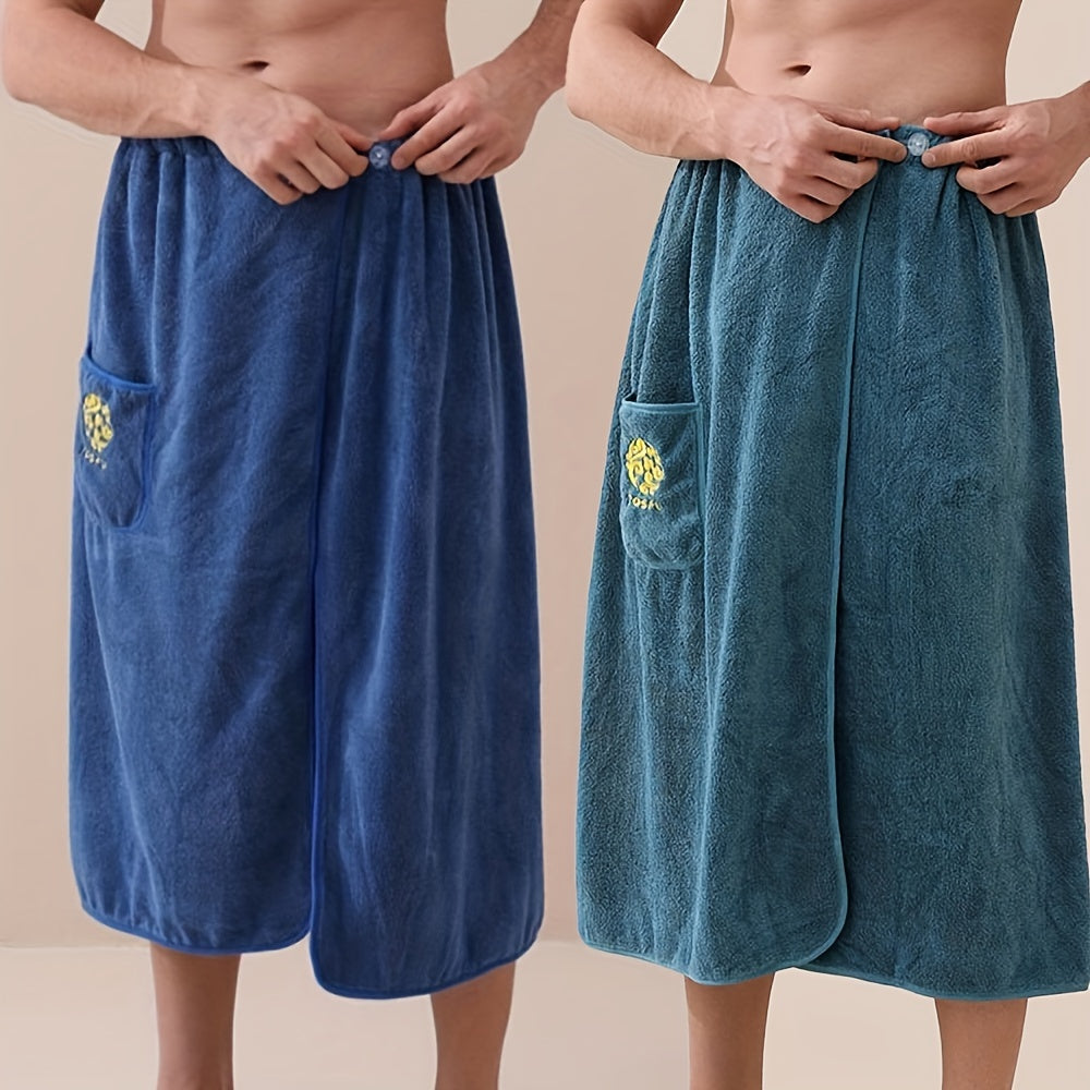 Men's Absorbent Soft Bath Towel with Pocket for Shower Sauna Spa