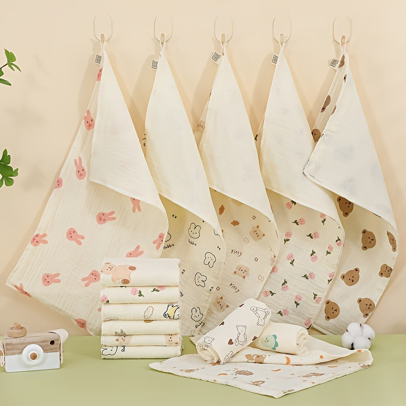 Одна упаковка хлопковых муслиновых пеленок для младенцев и малышей с мультяшным принтом, идеальный washable платок для слюней и вытирания лица. В эту упаковку входит разнообразие смешанных цветов.