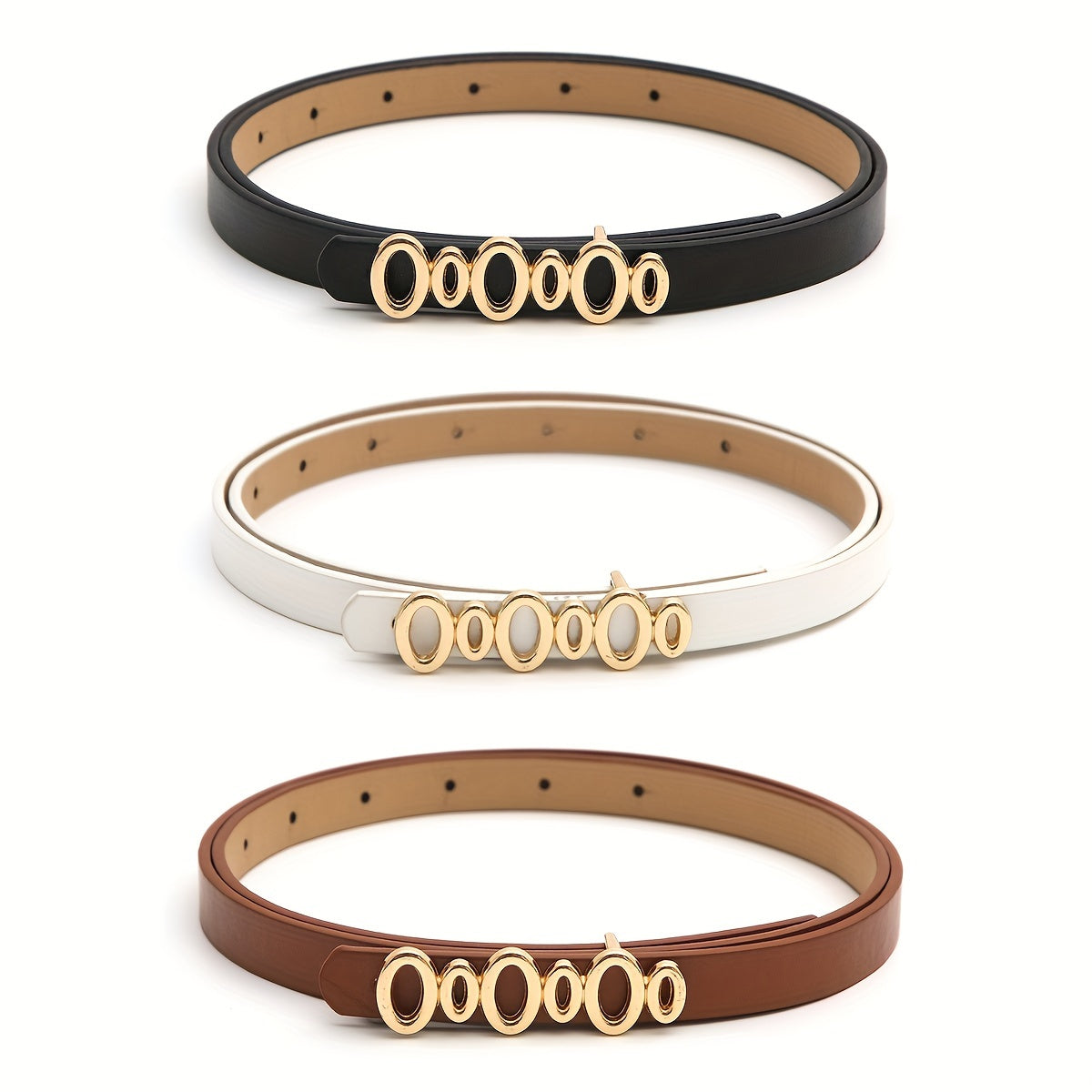 PU charmli charmli 3 ta belbog'lar to'plami ayollar uchun, bir xil rangli, kundalik kiyimlar uchun, jinsiy shimlar bilan mos keladi