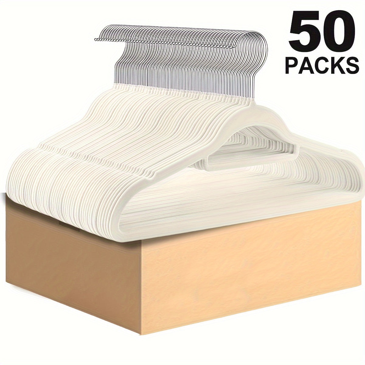 50-Pack Velvet Hangers with Tie Bar Non-Slip Flocked Felt for Coats Pants Dresses and Suits
