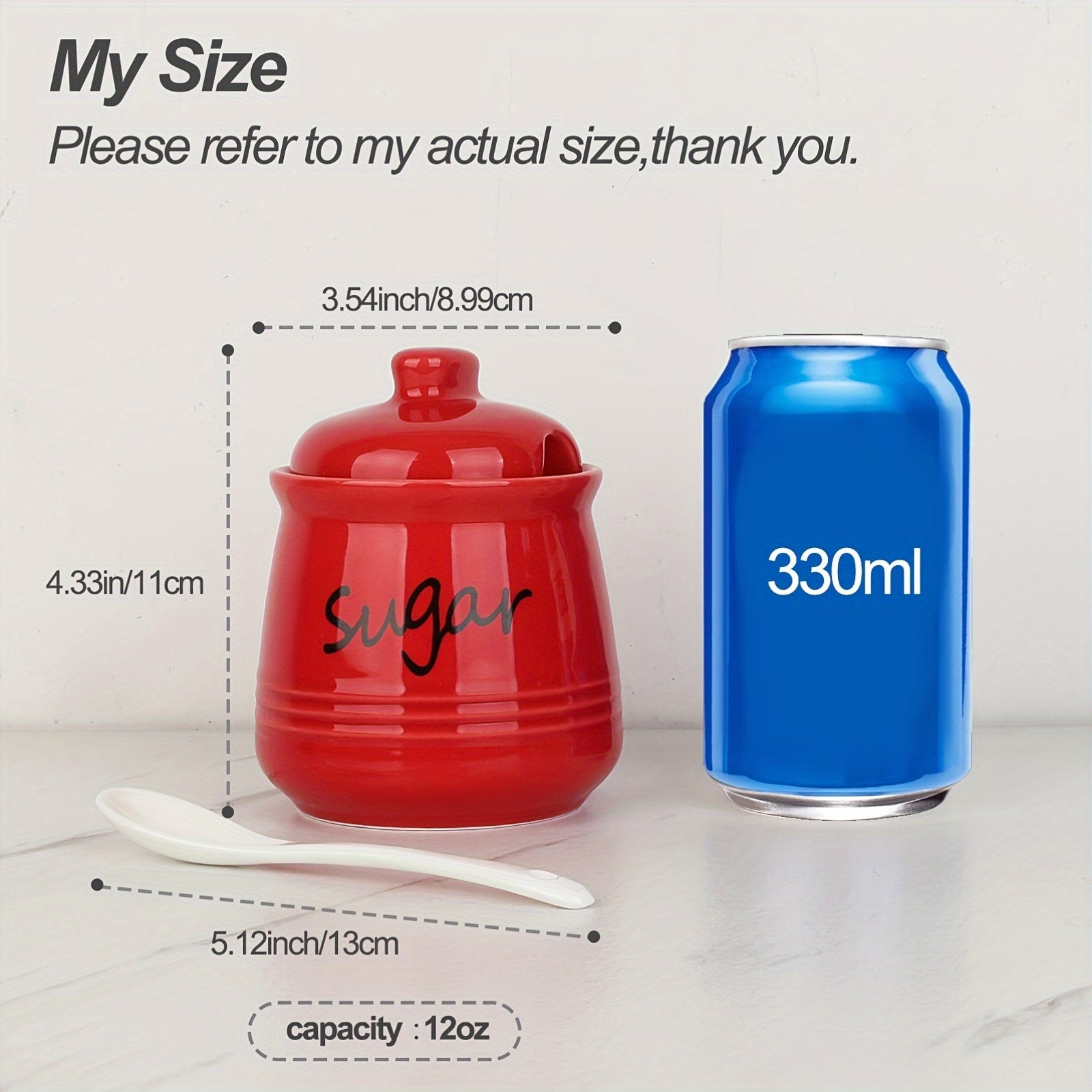 Ceramic Sugar Jar with Lid and Spoon 12oz Capacity for Coffee Bars and Restaurants