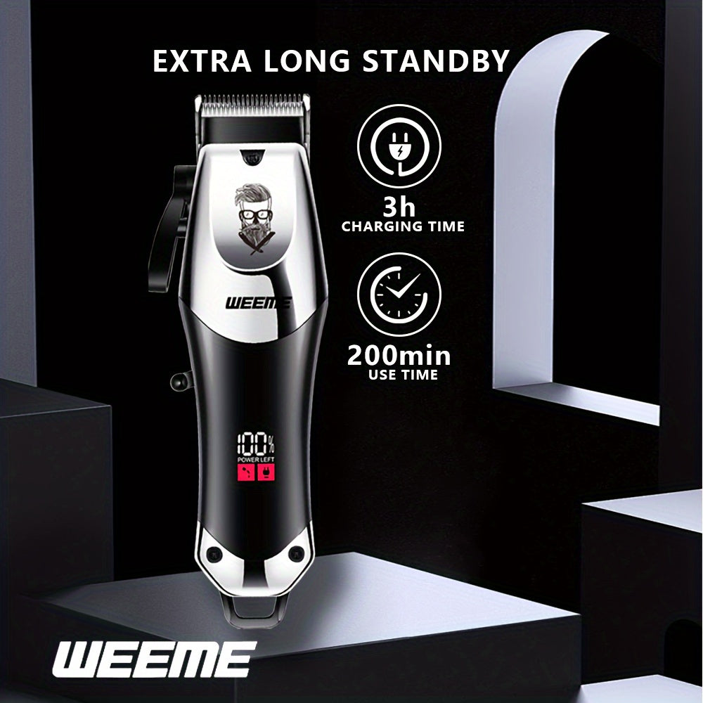 Electric Hair Clipper USB Rechargeable Quiet Hair Trimmer with Limit Combs and One-Touch Length Adjustment