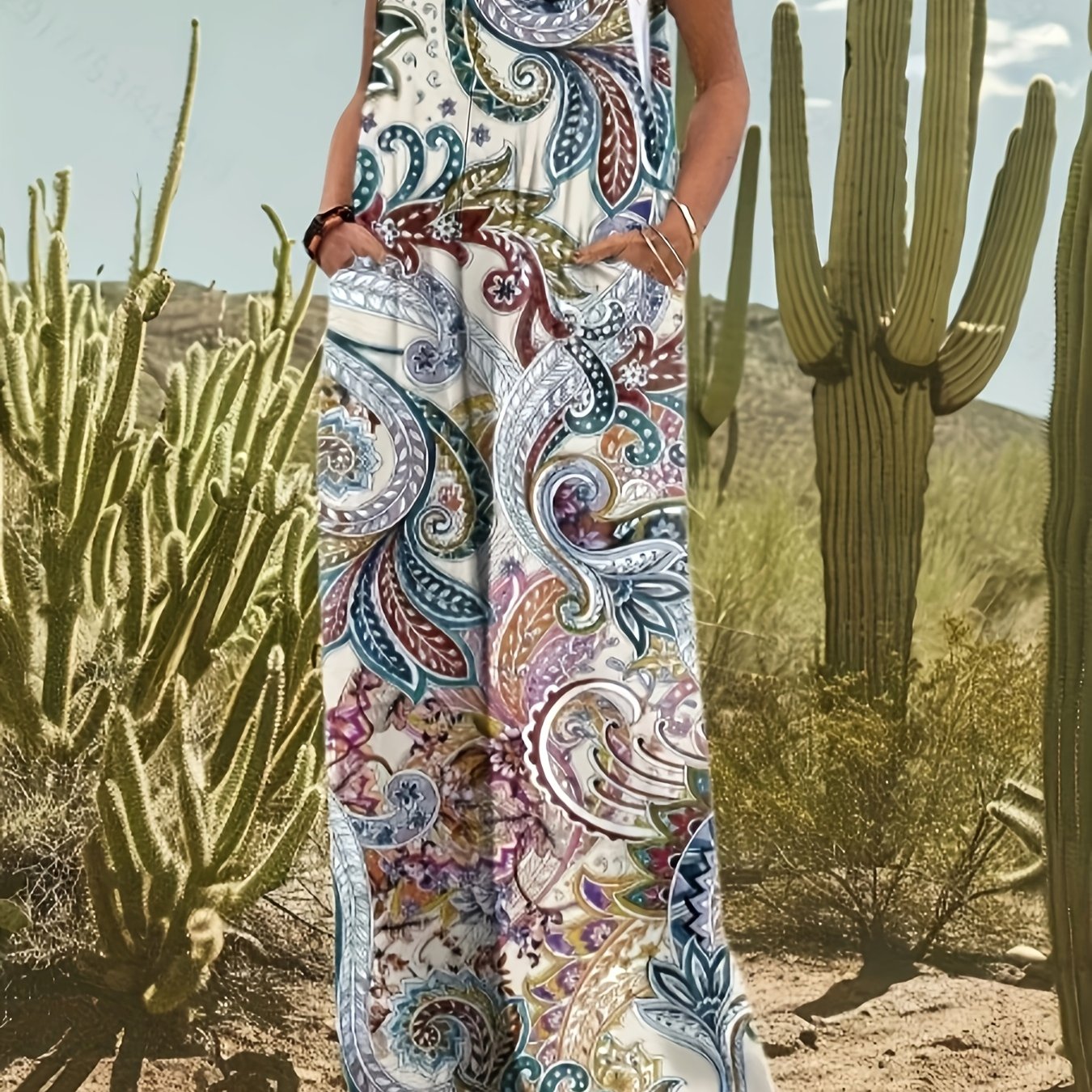 Vestido sin mangas de color block para mujer con cuello cuadrado y estilo oversize