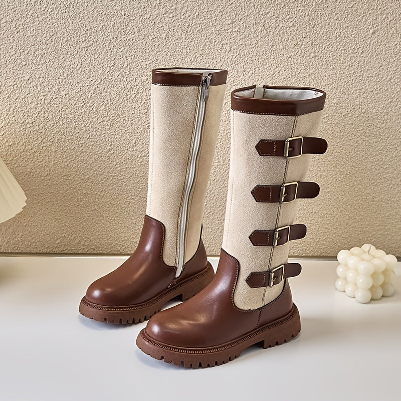 Qizlar uchun zamonaviy tizzagacha bo'lgan botinkalar, qish va kuz uchun kiyimga chidamli.