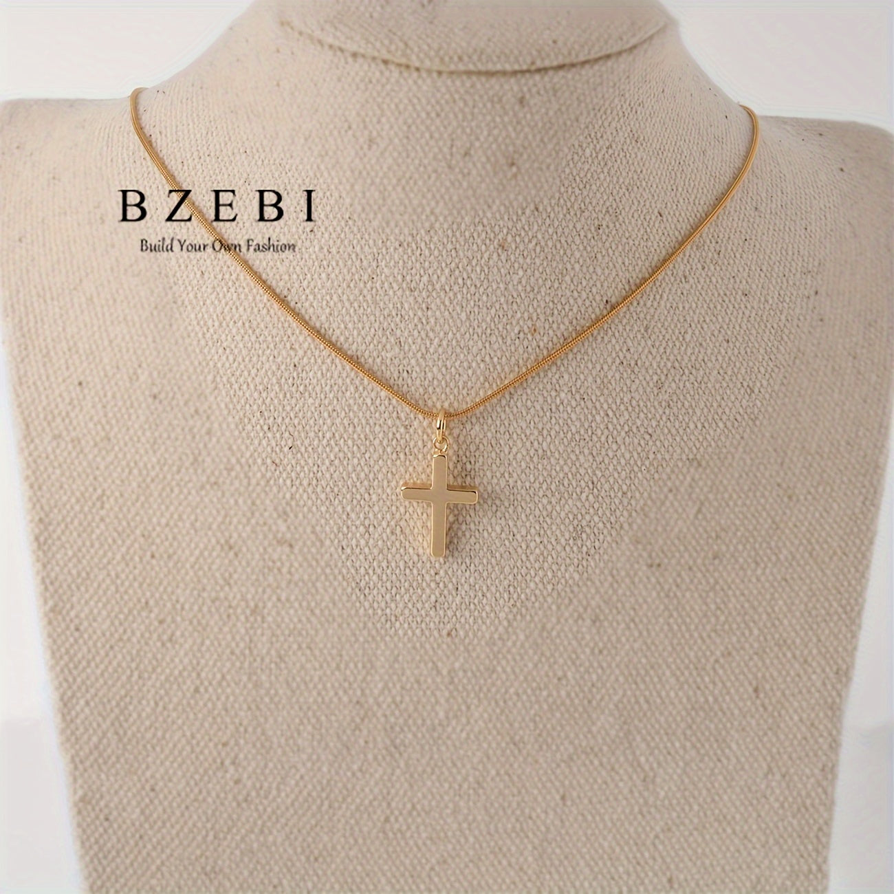 Women's Gold-Plated Zirconia Cross Jewelry Set Necklace and Ring Gift Box
