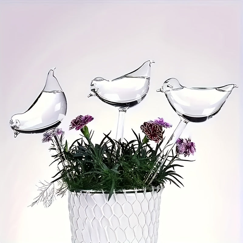 Set of 5 Transparent Bird-Shaped Self-Watering Spikes for Home Gardening and Balcony Succulents