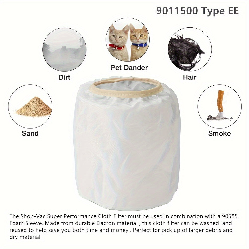 2 High-Quality Cloth Dust Filter Bags for Shop-Vac Type EE 18.93L+