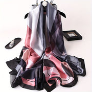 Imitation Silk Rhombus Print Scarf Large Geometric Shawl Breathable Head Wrap for Women