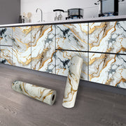 Waterproof Oil-Resistant Marble Pattern Aluminum Self-Adhesive Wallpaper for Walls in Living Rooms Kitchens Bathrooms
