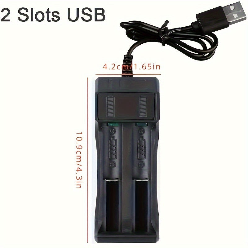 USB Dual 18650 Battery Charger for Rechargeable Lithium Batteries 4.2V Portable