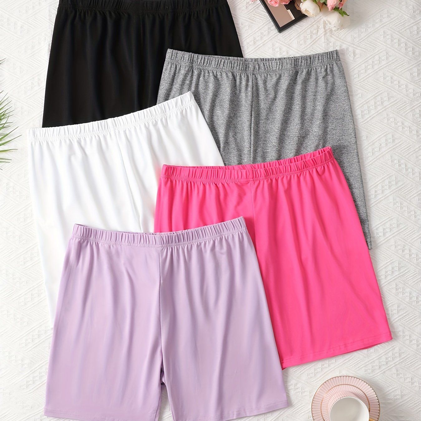 Women's Plus Size Lounge Shorts Elastic Waist Solid Casual Home Wear