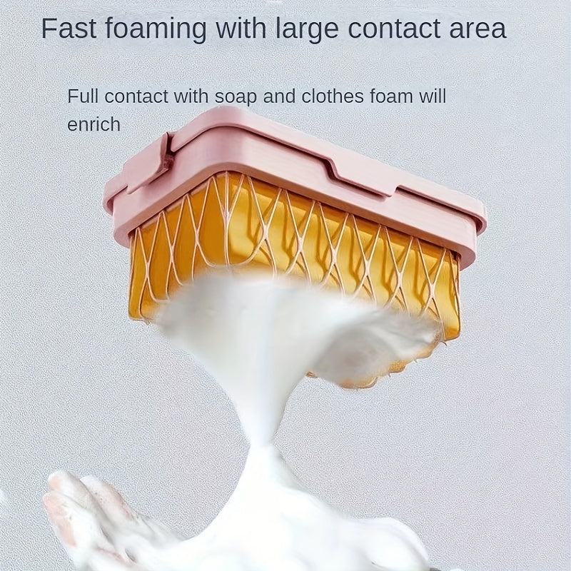 Ahorra jabón multifuncional con red de espuma para limpieza y almacenamiento Azul Rosa