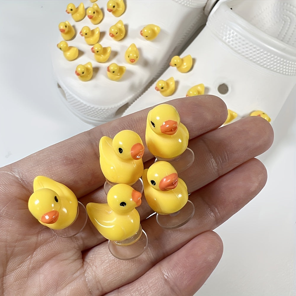 12/26pcs Cute 3D Animal Yellow Duck Shoe Charms Garden Shoe Decorations