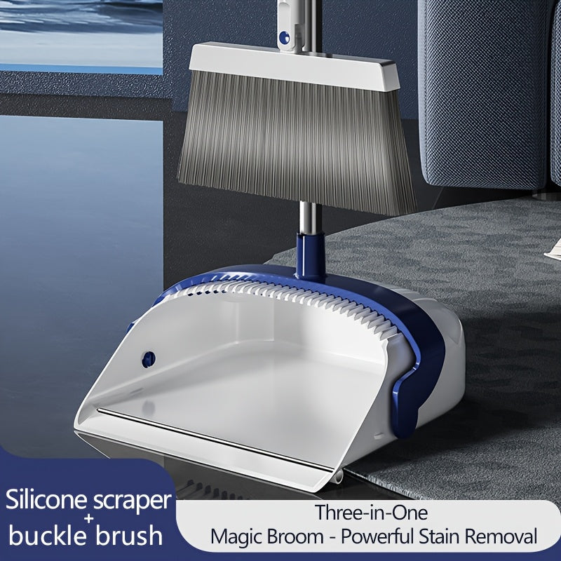 All-in-One Home Cleaning Set with Long-Handle Broom and Dustpan for Dust and Pet Hair