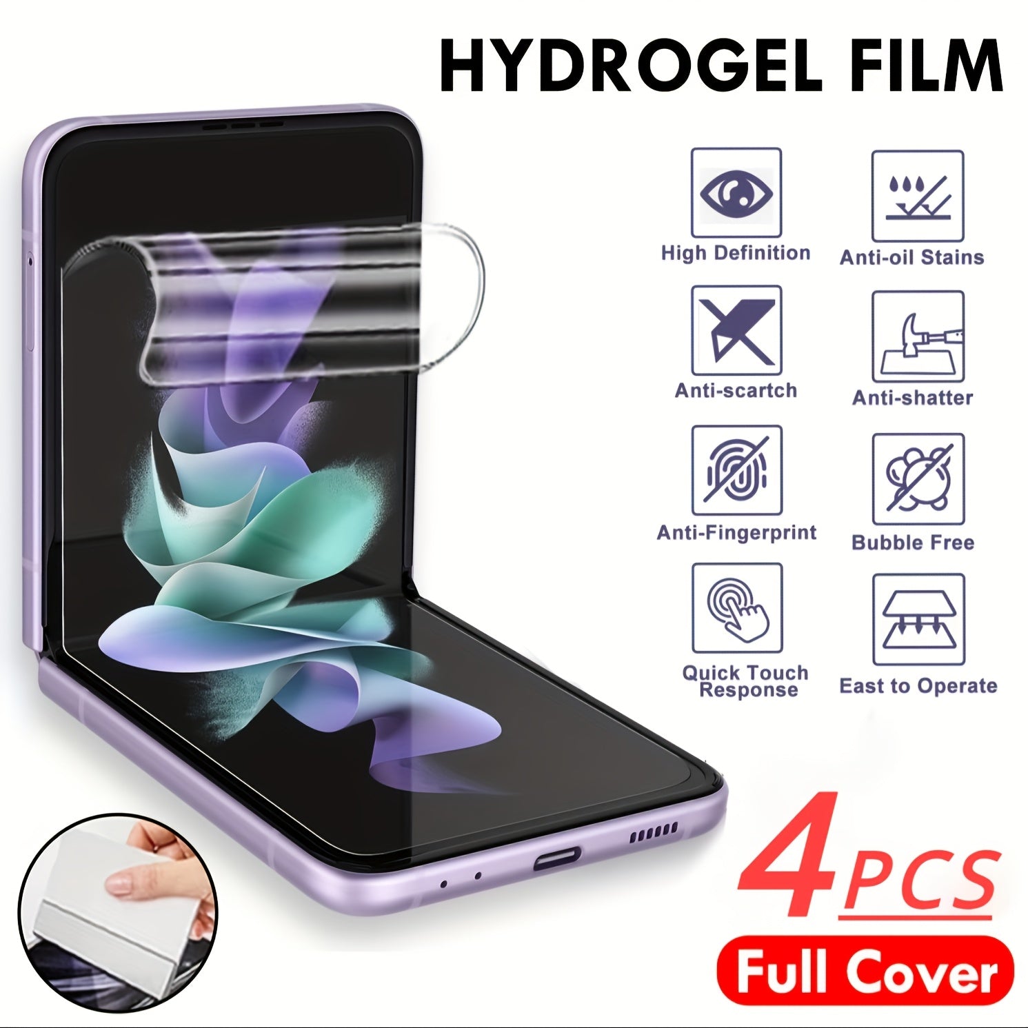 HD Hydrogel Screen Protectors for Samsung Galaxy Z Flip 3 4 5G Curved Edge Ultra HD Clear