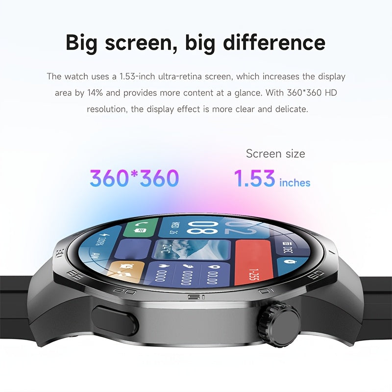 Men's Smartwatch GPS Fitness Tracker with 360x360 HD Screen AI Voice Call NFC 100+ Sports Modes