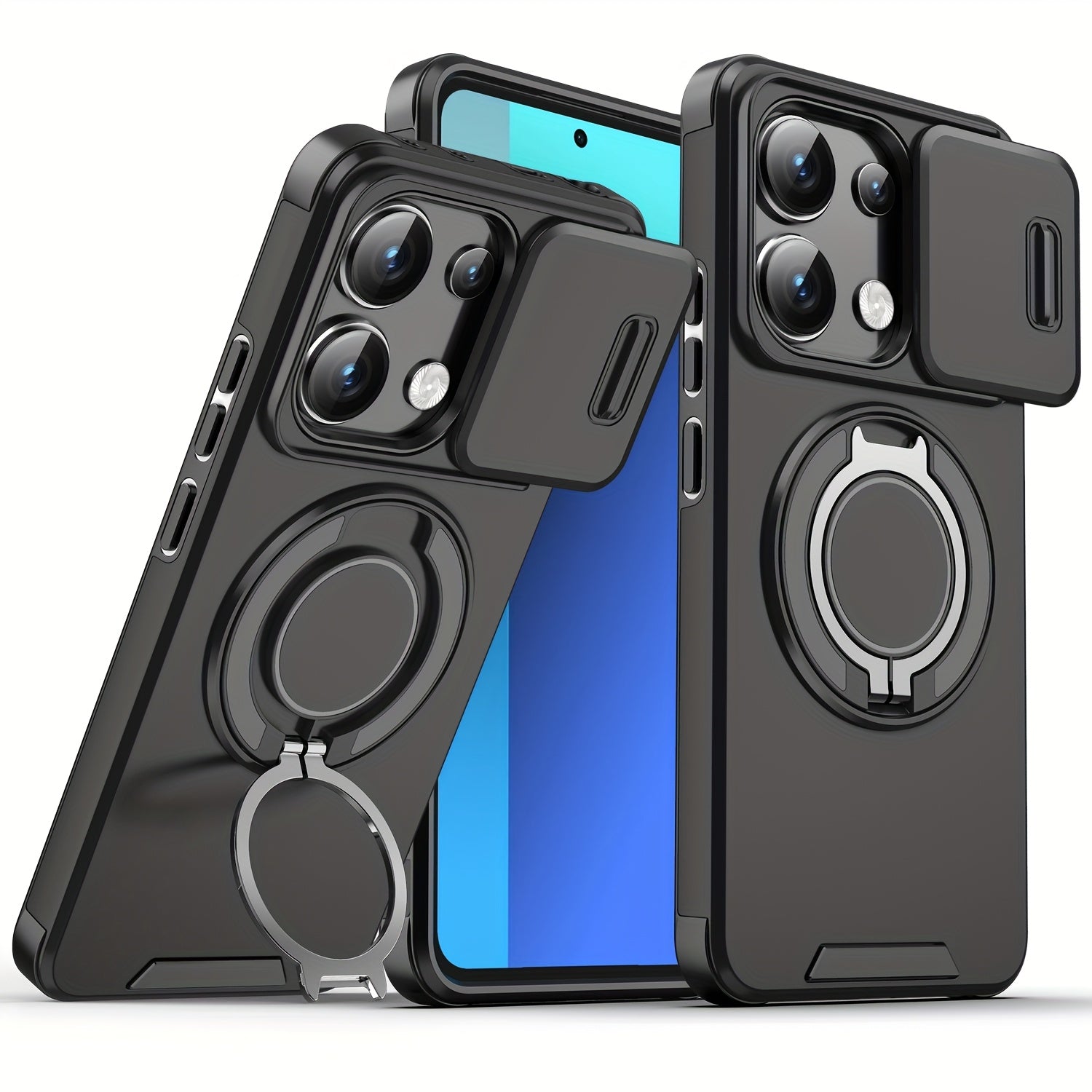 Sliding Camera Protective Phone Case for Redmi Xiaomi Poco with Shockproof Bracket and Stand