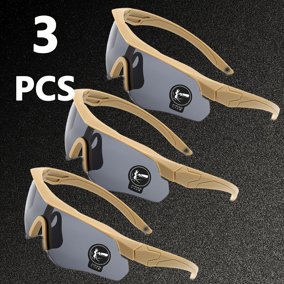 3-Pack UV400 Cycling Glasses Men Women Sports Running Outdoor Goggles with PC Lens