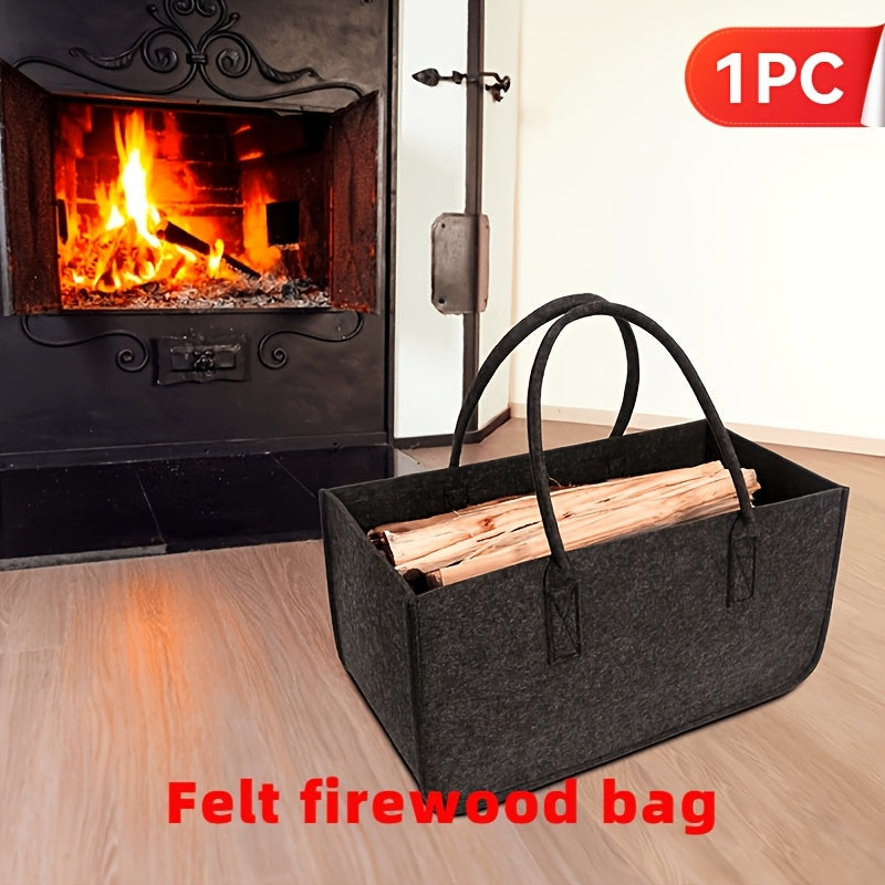Extra-Large Firewood Carrier Bag with Dual Handles, Durable Felt, Portable