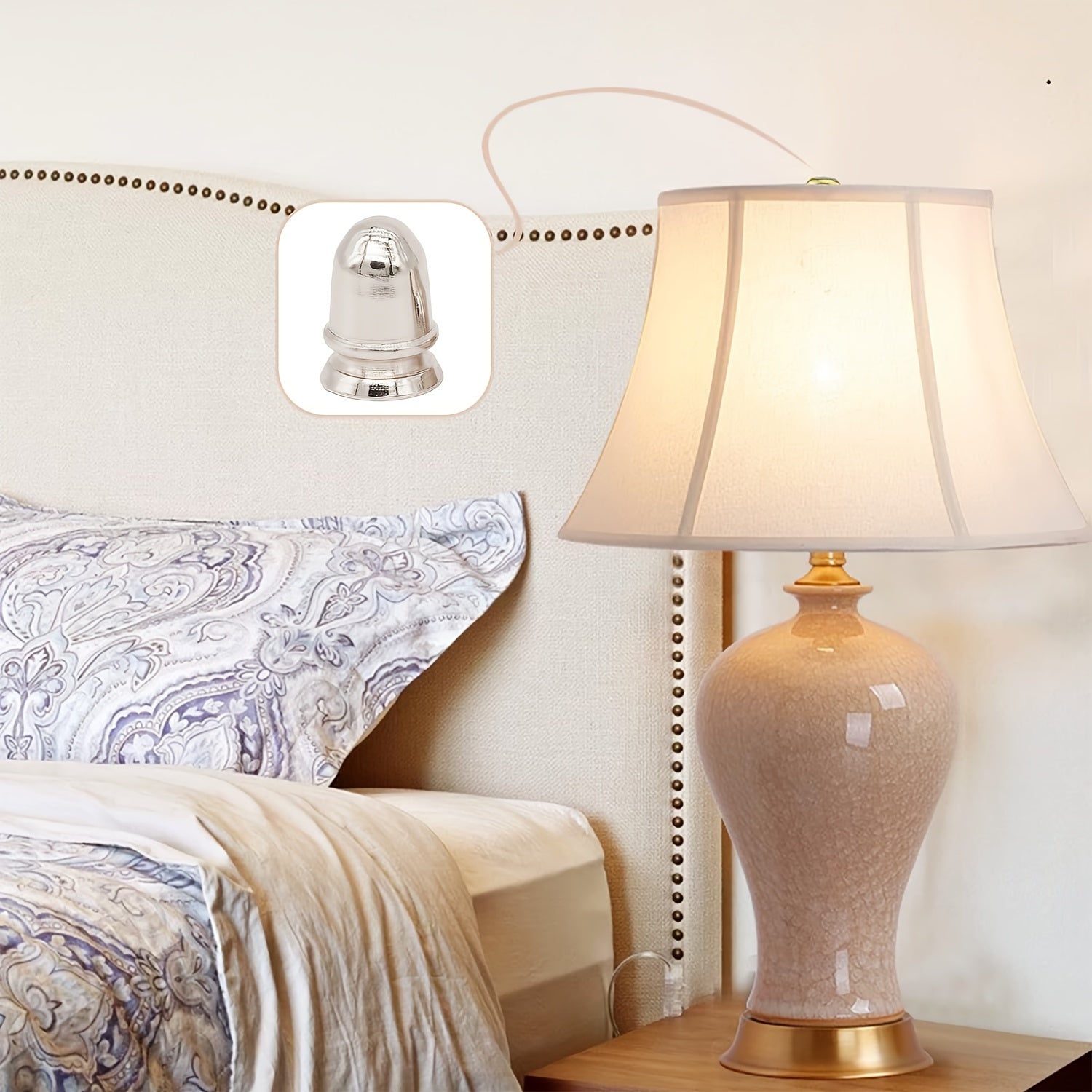 Zarif qattiq metall lampochka finiali qopqog'i, 1/4" ip bilan zamonaviy va ishonchli lampochka soyasi ulanishi uchun. Silliq silliq qoplama va oson burama o'rnatish.