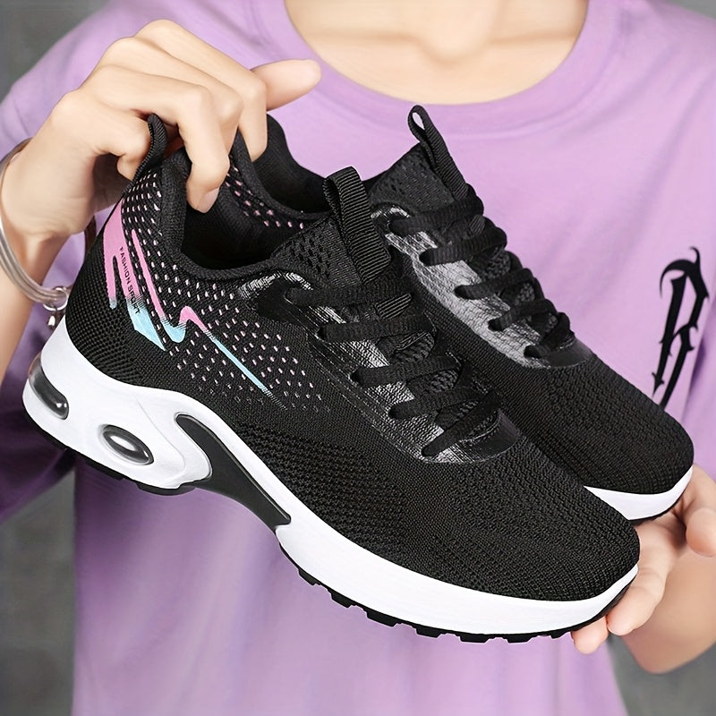 Women's Breathable Knit Sneakers with Air Cushioning and Slip-Resistant Sole