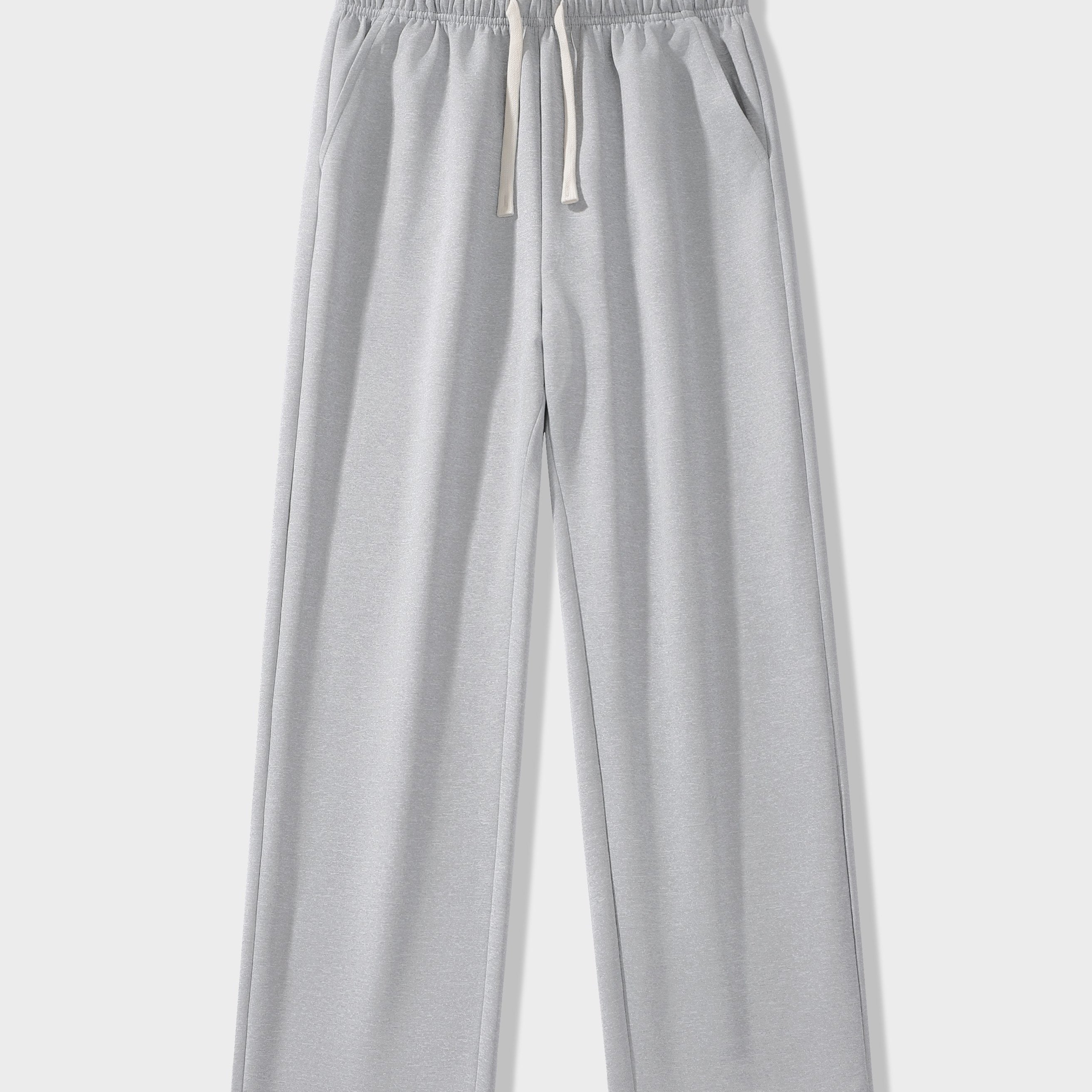 Men's Black Loose Fit Wide Leg Athletic Pants with Drawstring Waist and Breathable Polyester