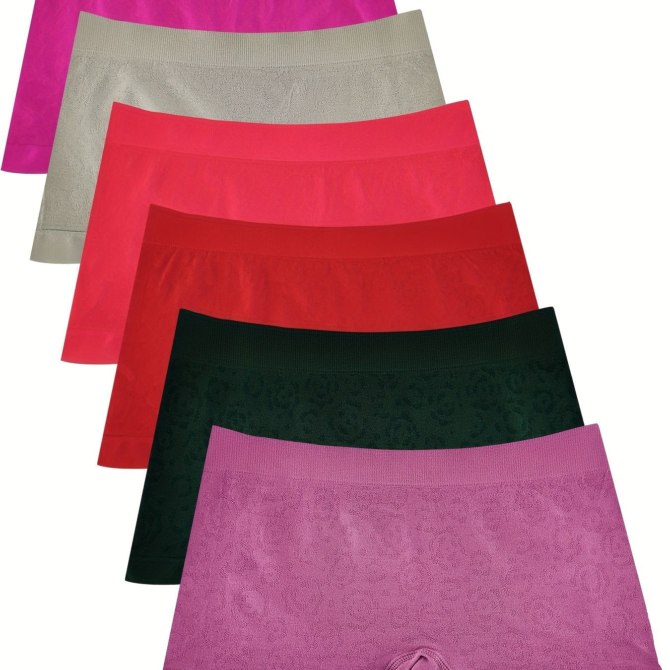 Women's Seamless Low Waist Boyshorts Nylon Stretch Medium Support Pack of 6