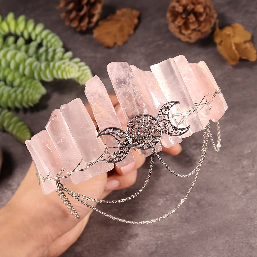 Women’s Natural Stone and Alloy Witch Crown Headband for Eid Celebrations