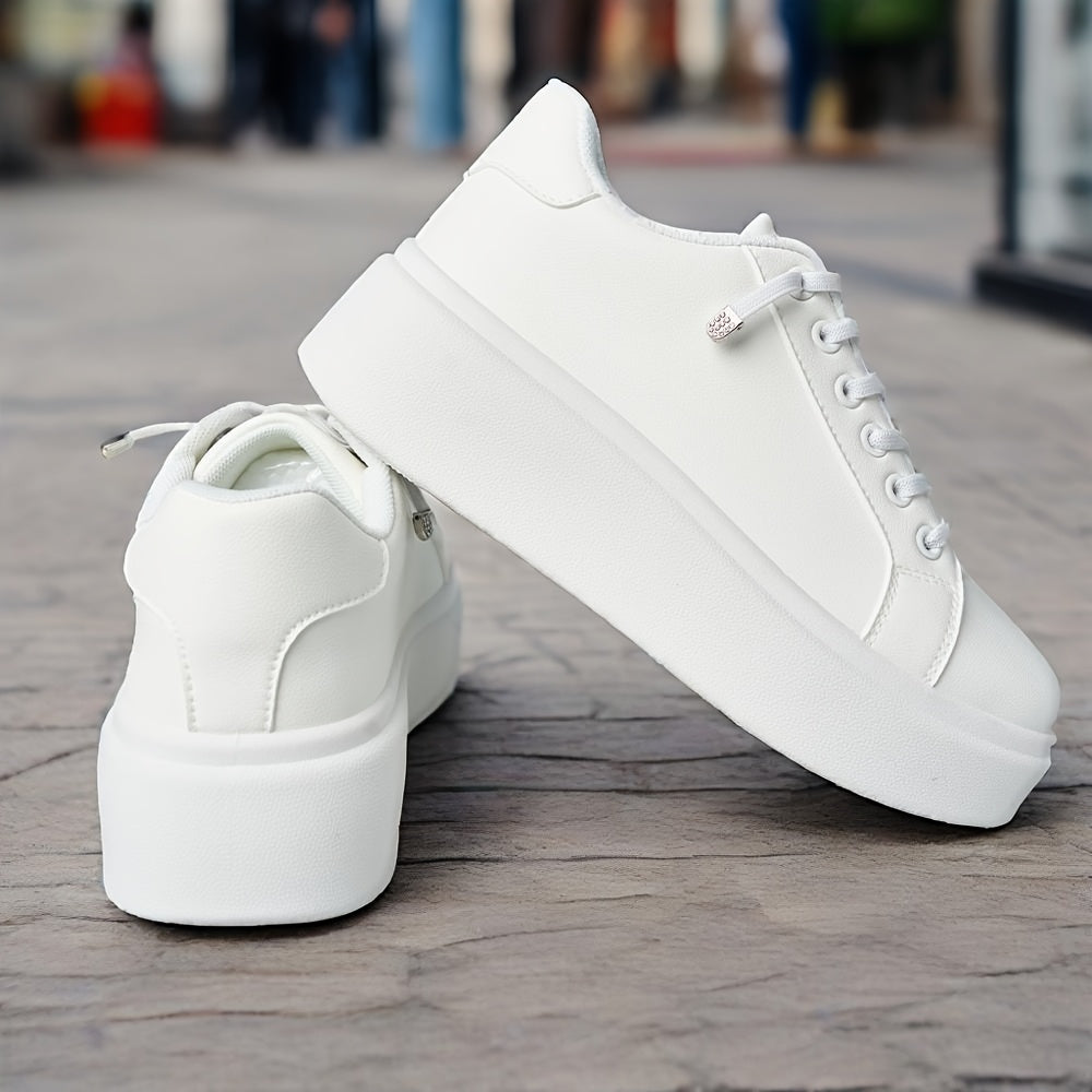 Zapatillas de plataforma transpirables para mujer con suela suave, zapatos casuales para todas las estaciones, blanco