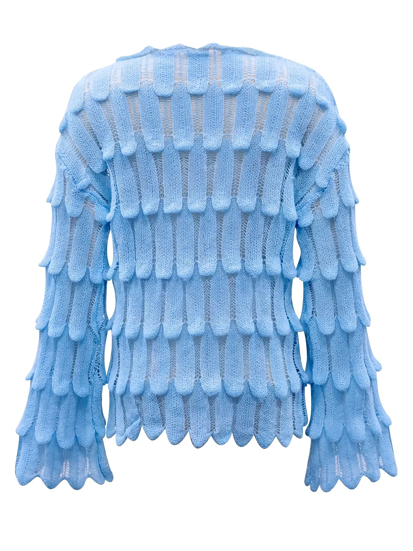 Plus Size Women's Cable Sweater Light Blue Long Sleeve Crew Neck