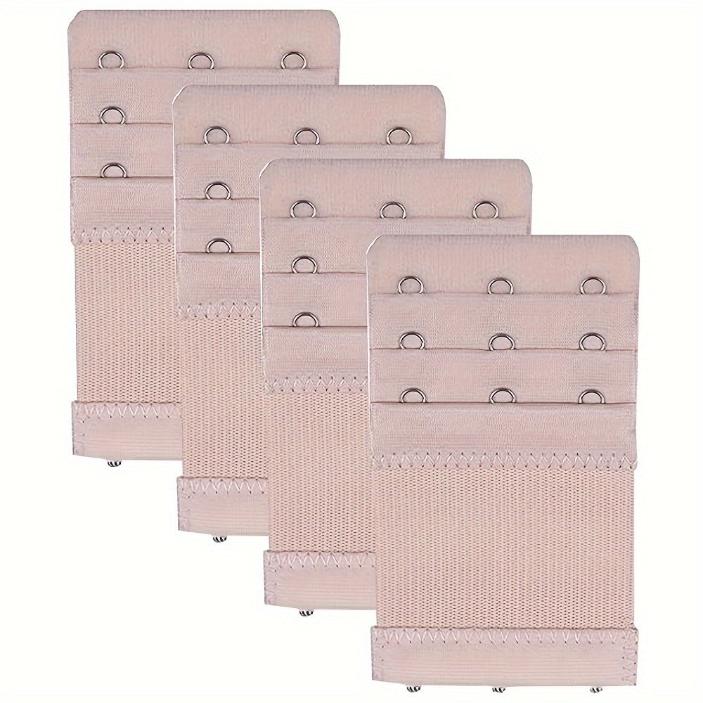 Women's Bra Extenders Set 4 Pieces 3 Hooks Elastic Knit Fabric Solid Color