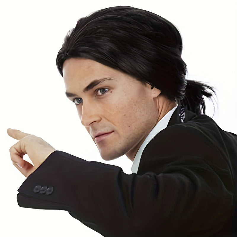 Short Curly Brown Wig for Men 40cm Halloween Costume Anime Accessory