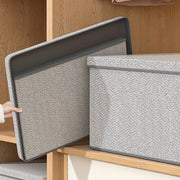 Non-Woven Fabric Storage Box with Lid Stackable Dustproof for Clothes Toys Snacks