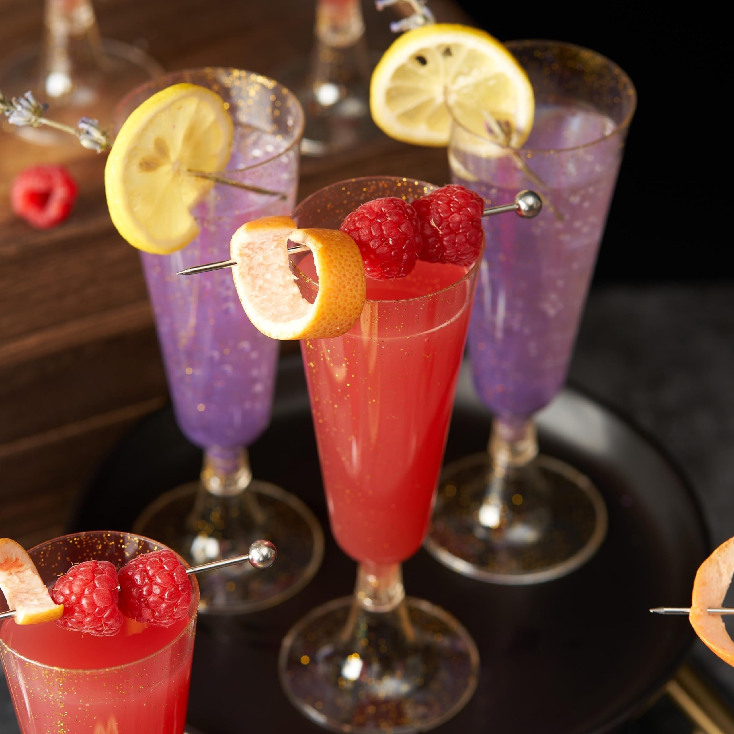 25 Pack Gold Glitter Plastic Champagne Flutes 5oz Eco-Friendly Wedding Party