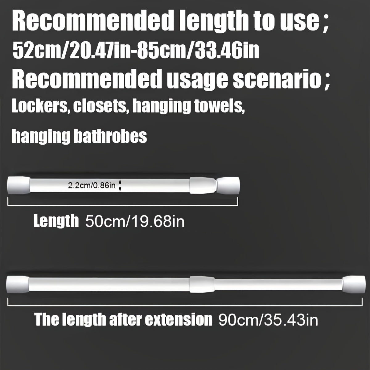 Adjustable Tension Rod with Wall Mount Brackets for Household Use Metal Durable Easy Installation