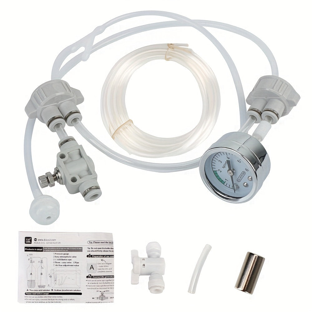 Aquarium CO2 System for Aquatic Plants with Diffuser Valve and Pressure Device