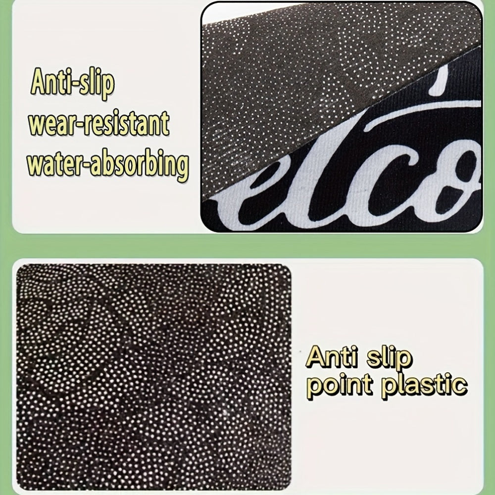 Rustic Wood Grain Doormat with Heart Accent, Stain-Resistant, Indoor Outdoor Use