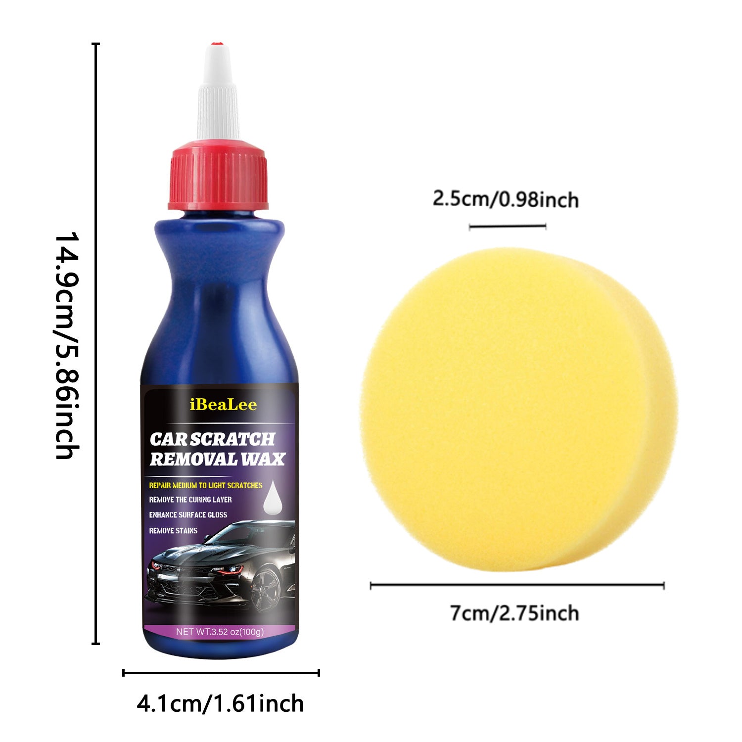 Avtomobil chizig'ini tuzatish uchun universal bo'yoq olib tashlash vositasi va polishing qoldiq bilan to'ldirilgan tozalash komplekti