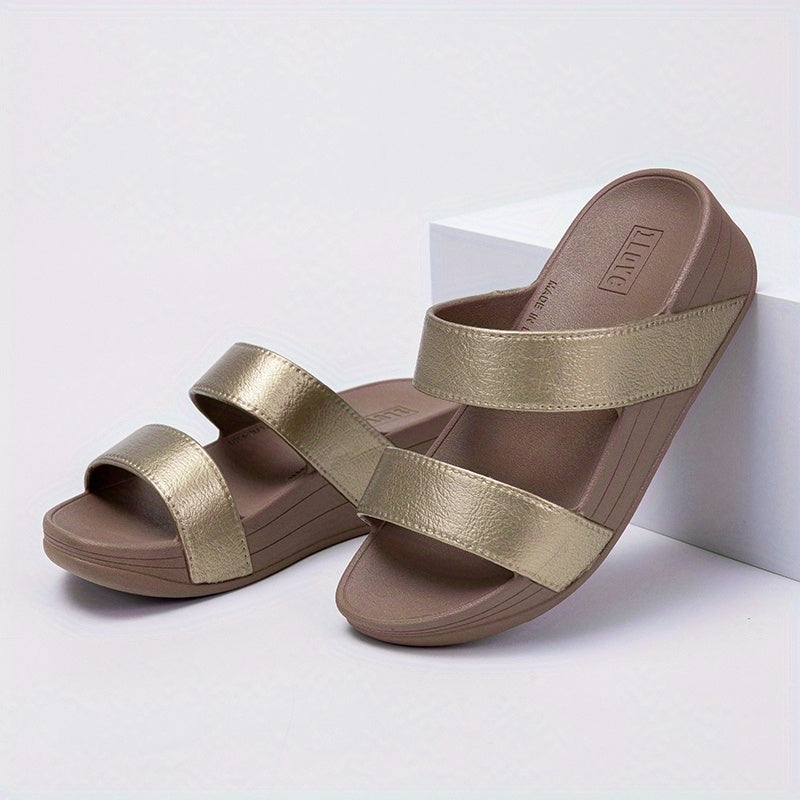 Women's Summer Slide Sandals Beige PVC Non-Slip Open Toe Casual