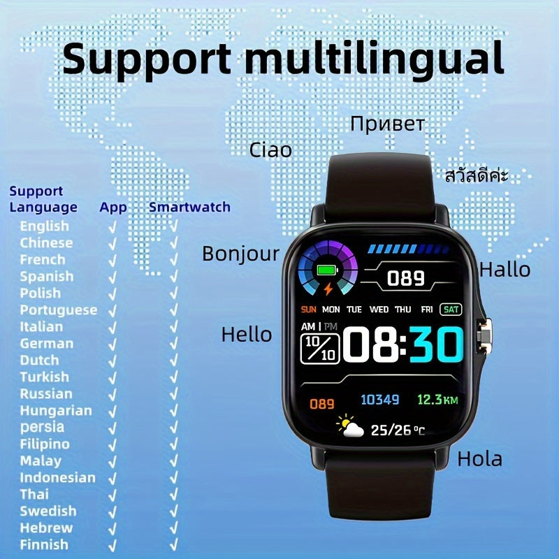 Large Silicone Smartwatch 4.65cm Wireless Calling Sports Tracker Compatible with iPhone Android
