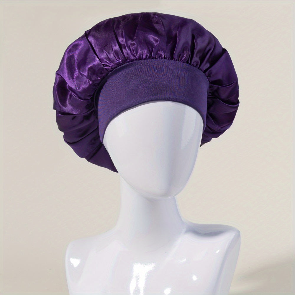 Women's Satin Sleeping Cap with Wide Elastic Band for Curly Hair