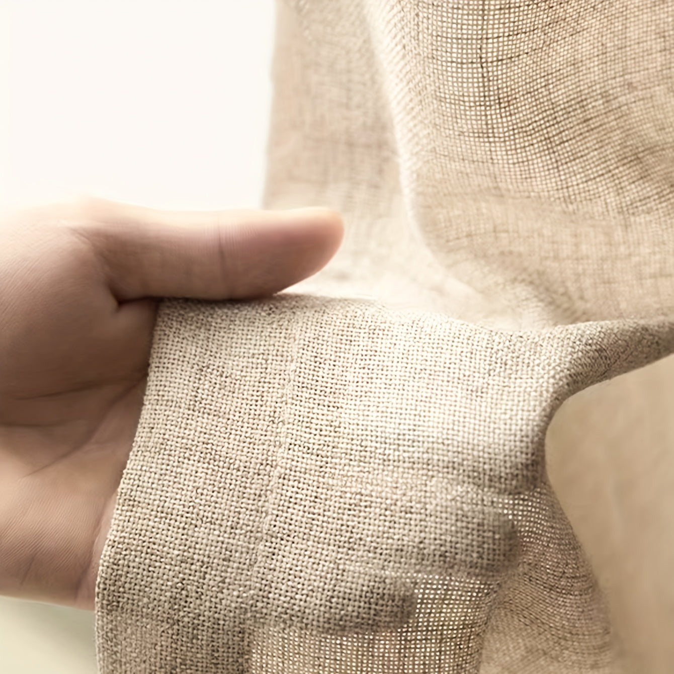 Elegant Faux Linen Curtain for Living Room Bedroom Office with Rod Pocket