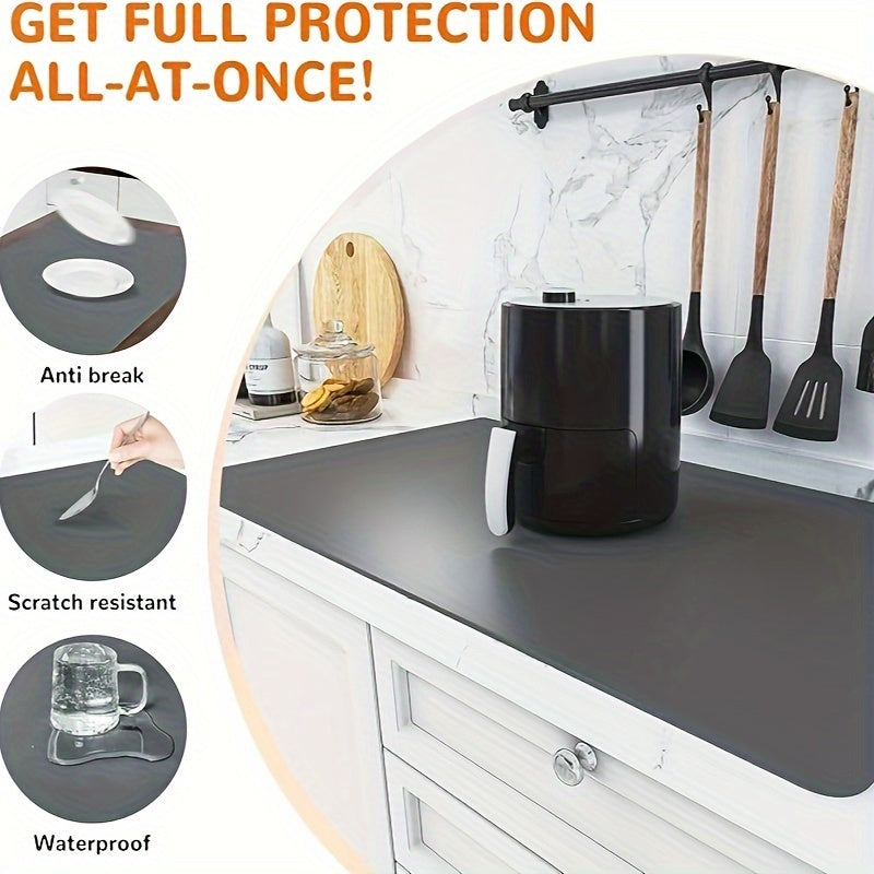 Kulrang issiqqa chidamli silikondan yasalgan oshxona mato, non yopishmaydigan himoya padini pishirish, xamir, hunarmandchilik uchun - chizishdan himoyalangan, suv o'tkazmaydigan, 1 dona